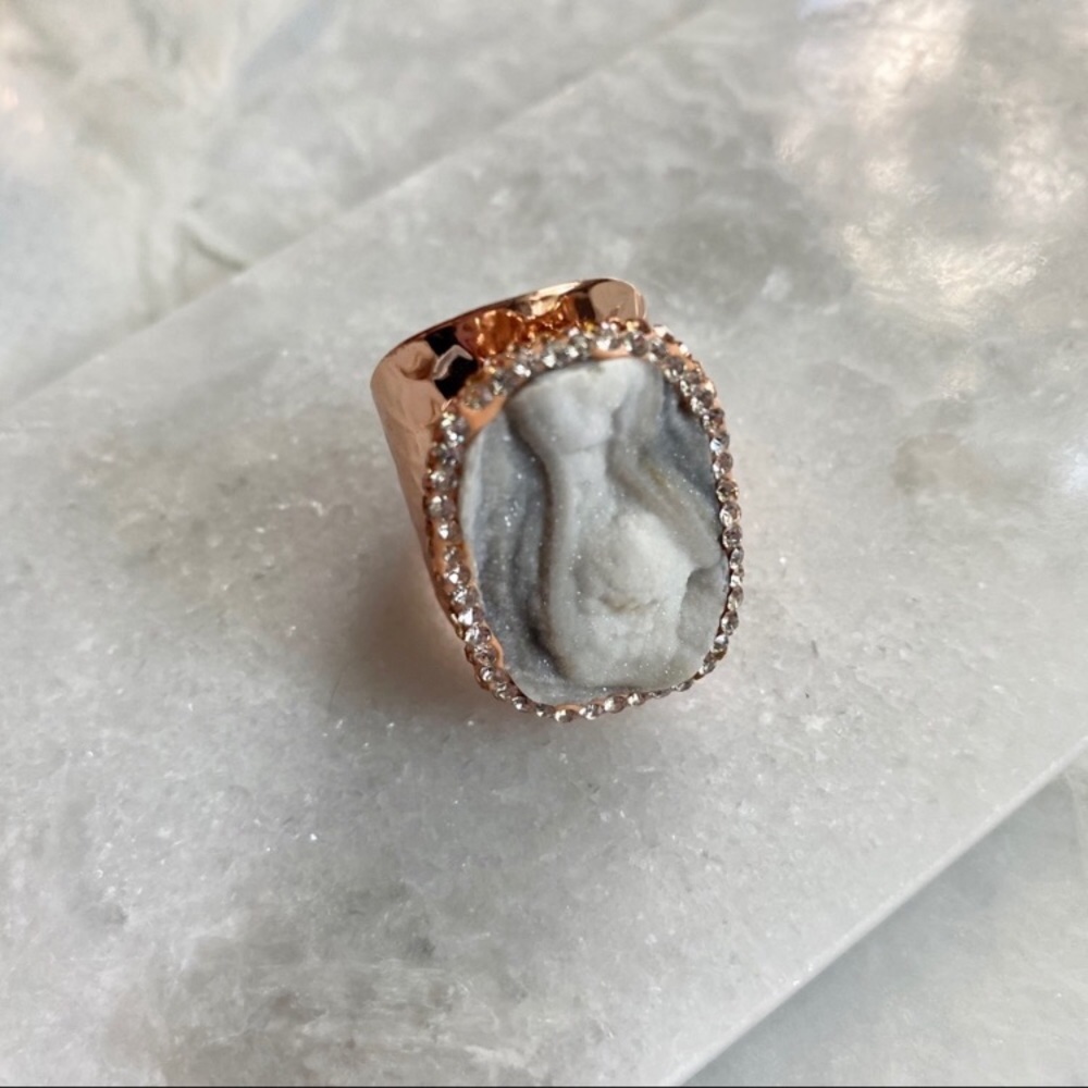 ❗️LAST❗️Rose Gold Druzy Boho Pave Ring - Picture 5 of 8